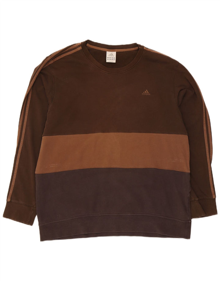 Felpa da uomo Adidas Jumper 2XL Cotone color block marrone