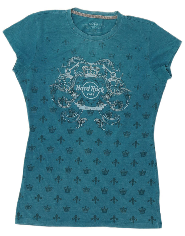 T-shirt grafica da donna Hard Rock Cafe Barcellona UK 12 Blu medio