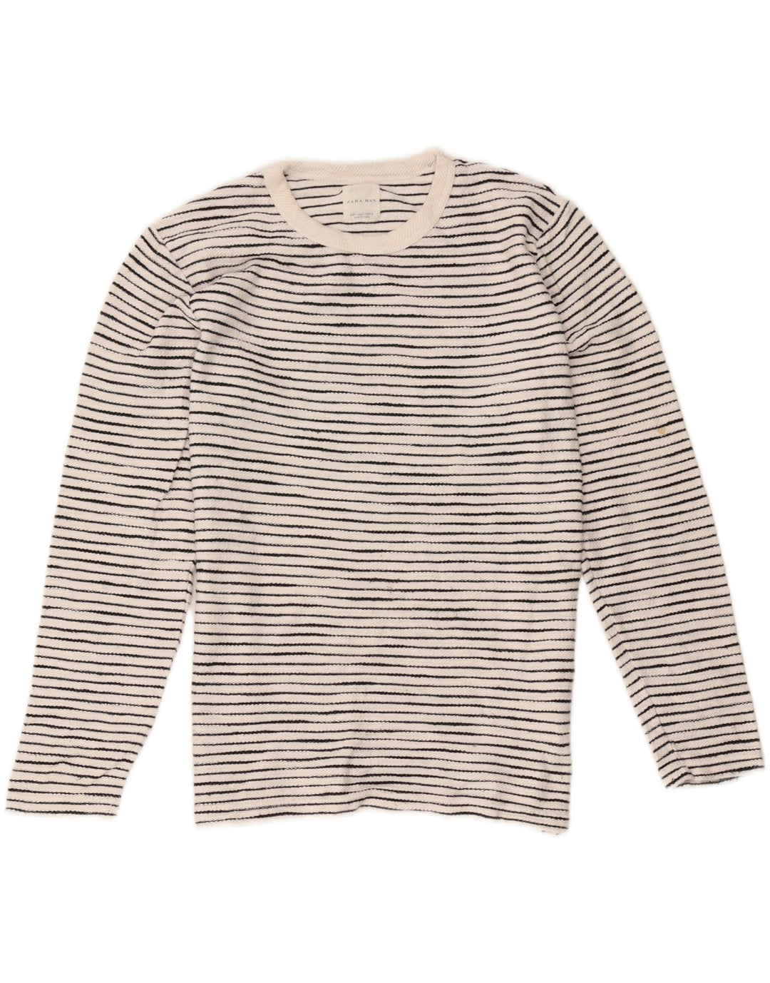Top Zara da uomo a maniche lunghe in cotone a righe larghe bianche