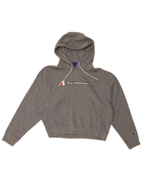 Maglione con cappuccio corto grafico da donna Champion UK 14 Cotone grigio medio