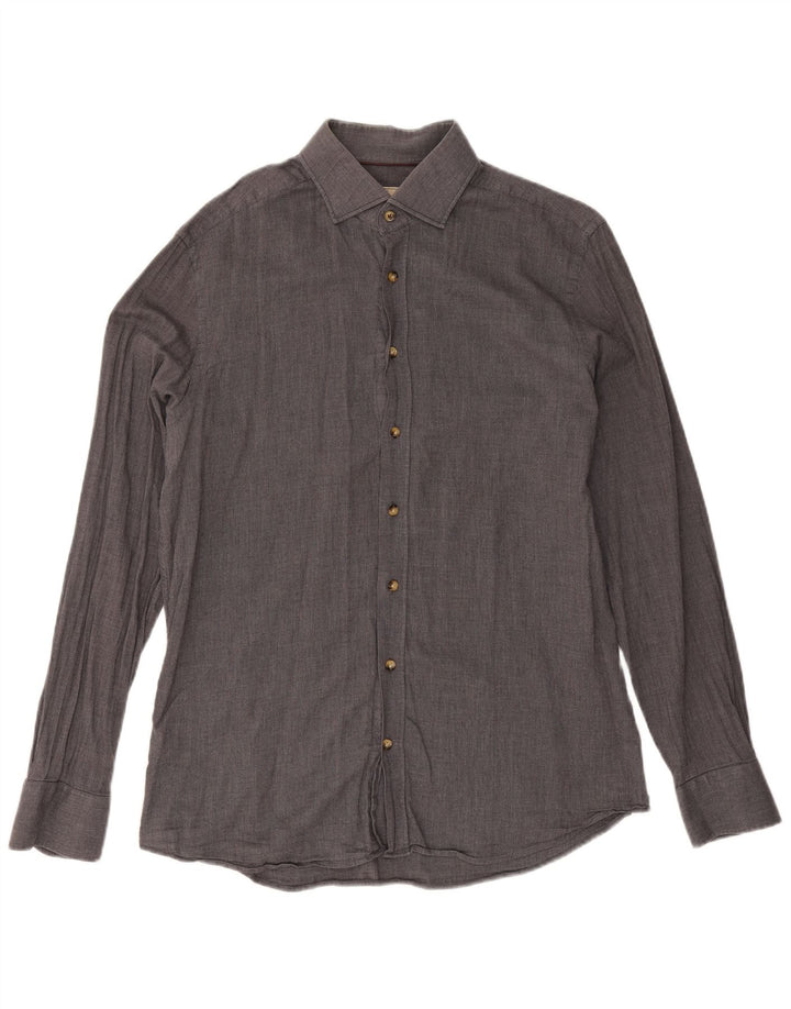 Camicia Hackett da uomo slim fit grande in cotone grigio