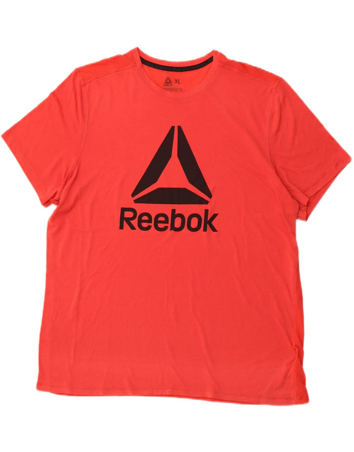 REEBOK T-shirt grafica da uomo Top XL Sport in poliestere rosso