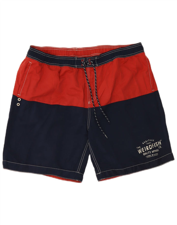 WEIRD FISH Pantaloncini da bagno grafici da uomo XL Blu navy Colourblock