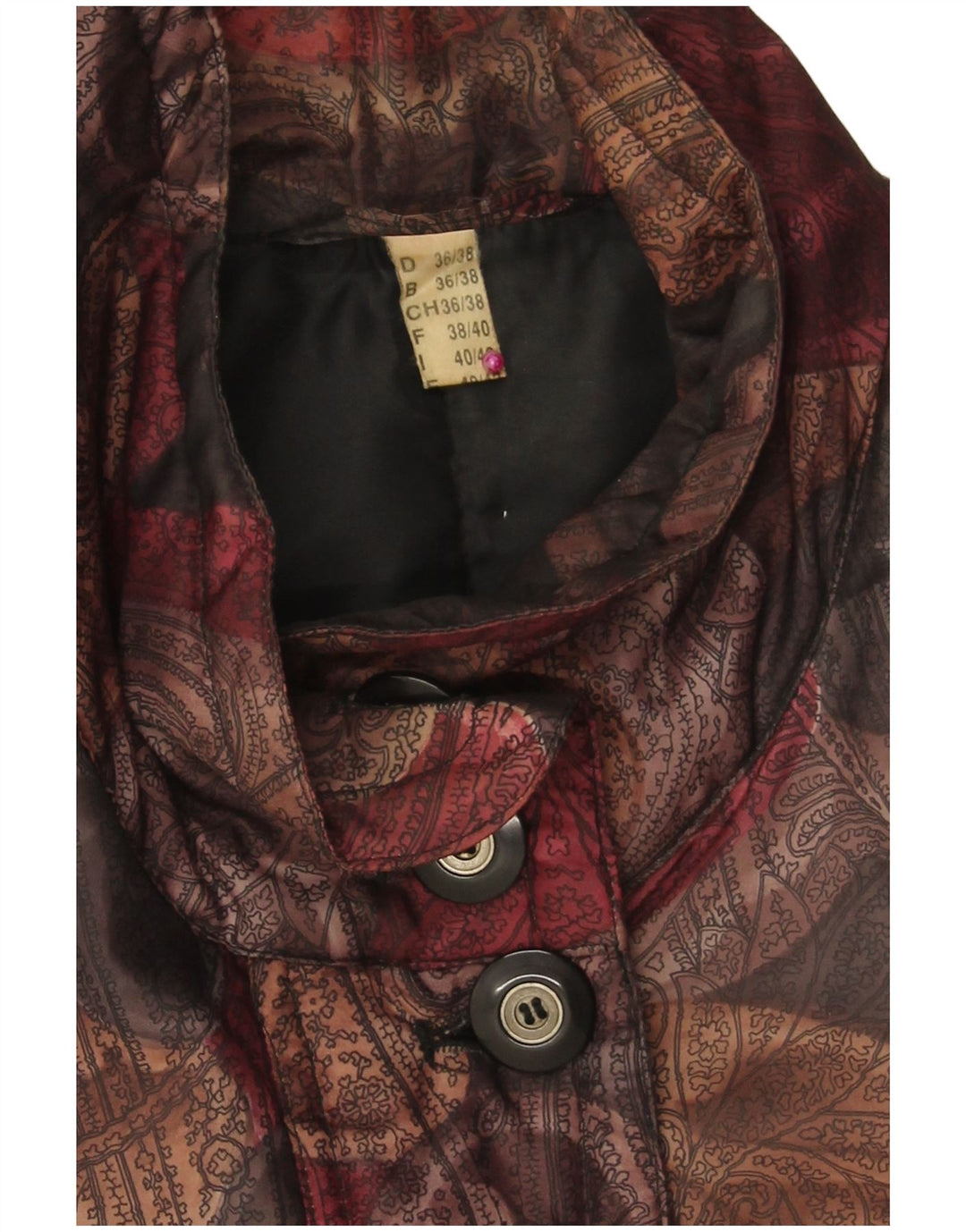 Cappotto giacca a vento da donna VINTAGE EU 36/38 Piccolo Paisley multicolore