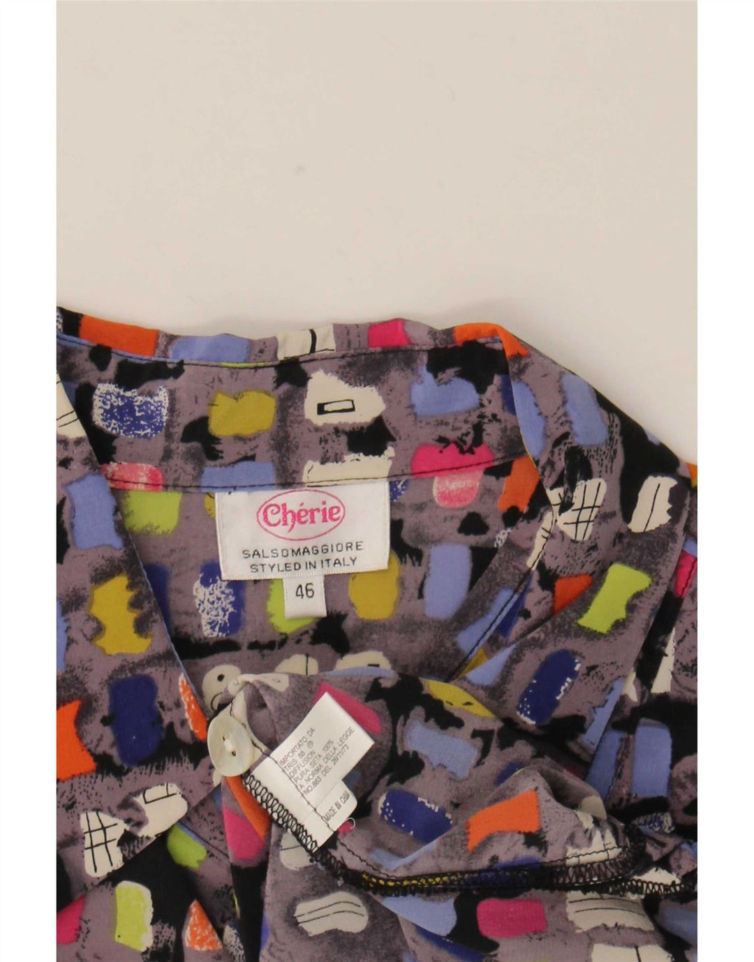Cherie Camicia da donna a maniche corte camicetta IT 46 Large multicolore geometrica