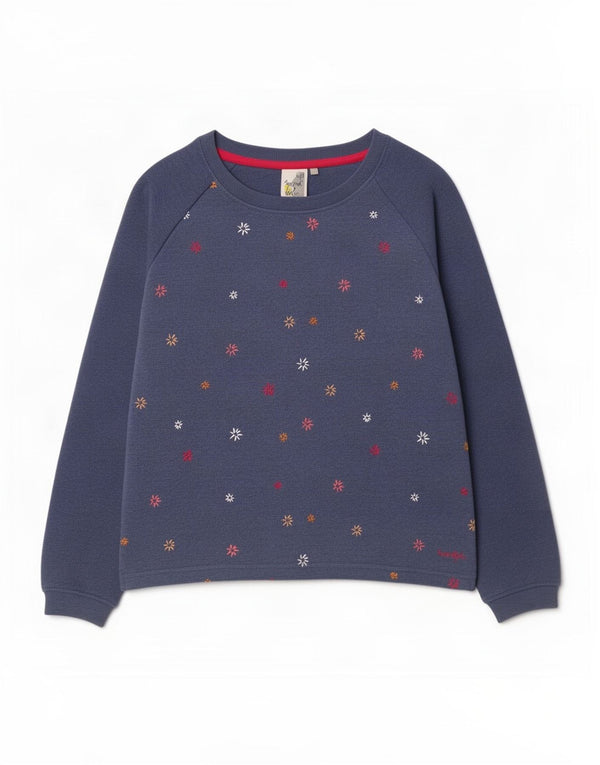 Felpa da donna Weird Fish Jumper UK 16 Grande cotone floreale blu