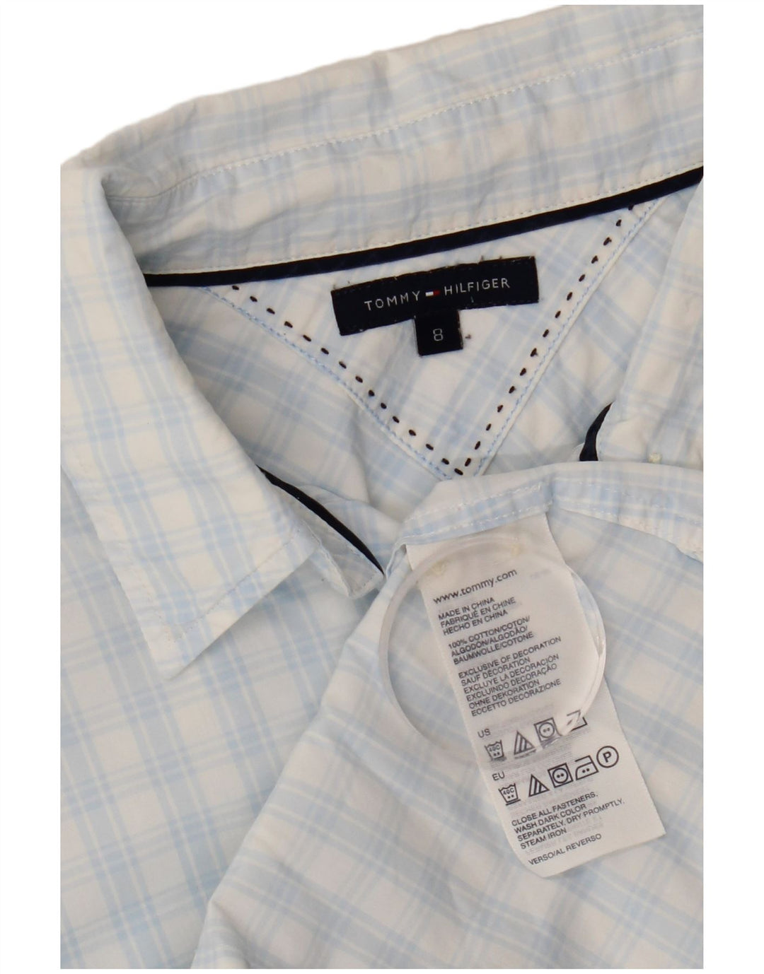 Camicia da donna Tommy Hilfiger US 8 cotone a quadri blu medio