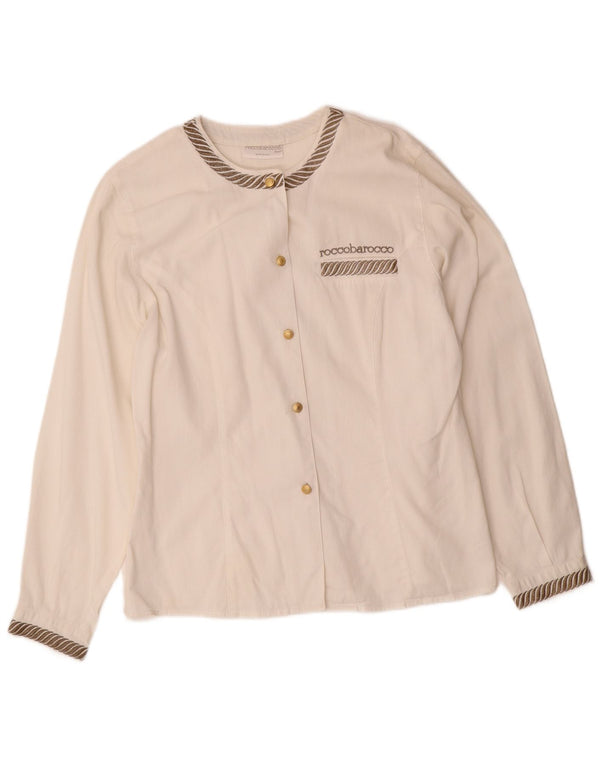 ROCCOBAROCCO Camicia Blusa Donna IT 46 Cotone Righe Grandi Bianche