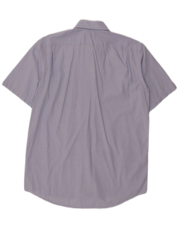 Camicia a maniche corte da uomo Lacoste taglia 40 in cotone blu medio