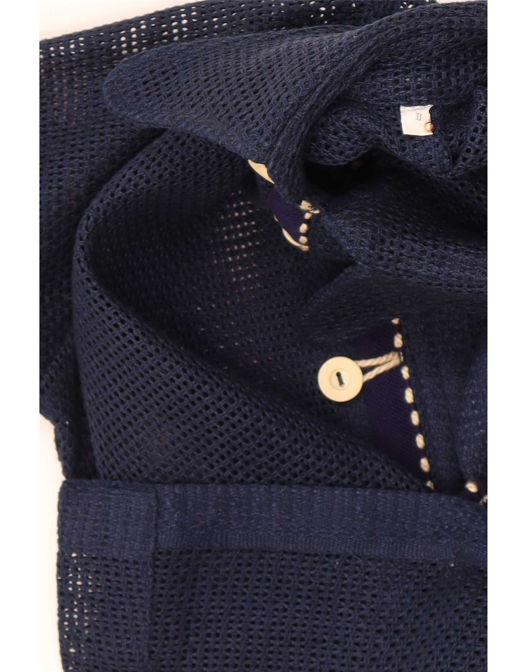 Camicia vintage da uomo a maniche corte trasparente piccola blu navy