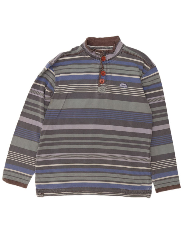 Weird Fish Felpa da uomo con collo abbottonato Maglione XL a righe multicolore