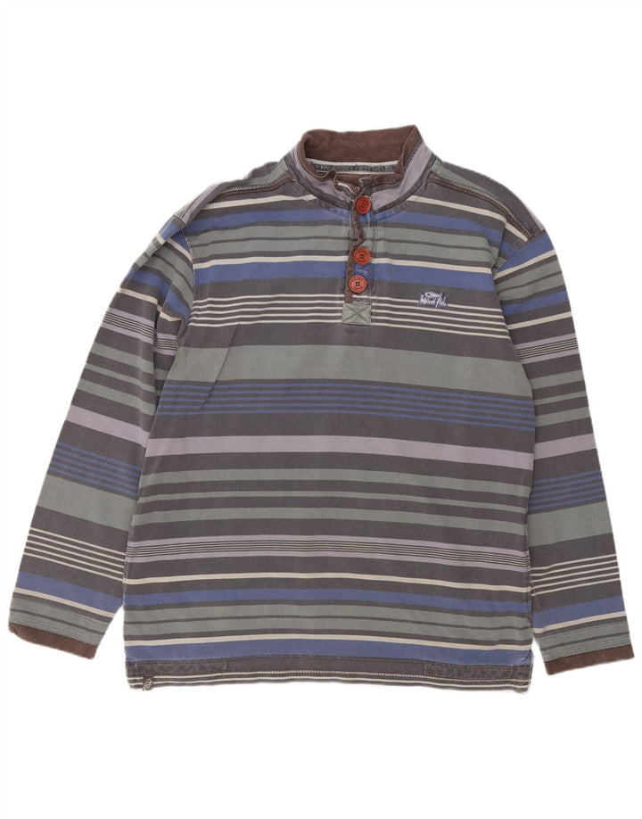 Weird Fish Felpa da uomo con collo abbottonato Maglione XL a righe multicolore