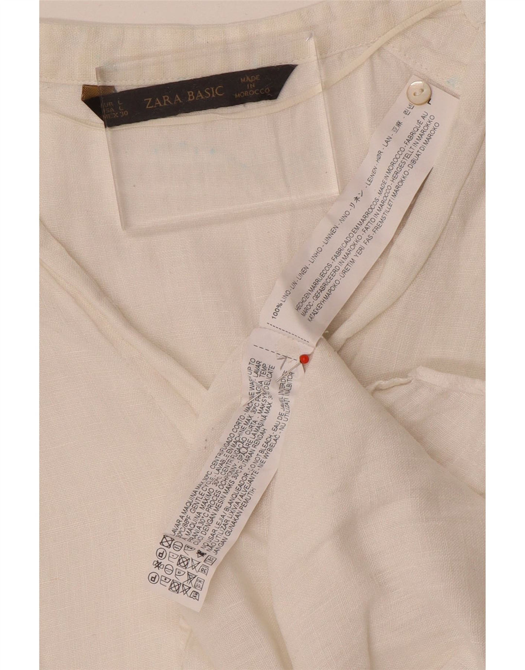 Camicia da donna Zara UK 16 grande lino bianco