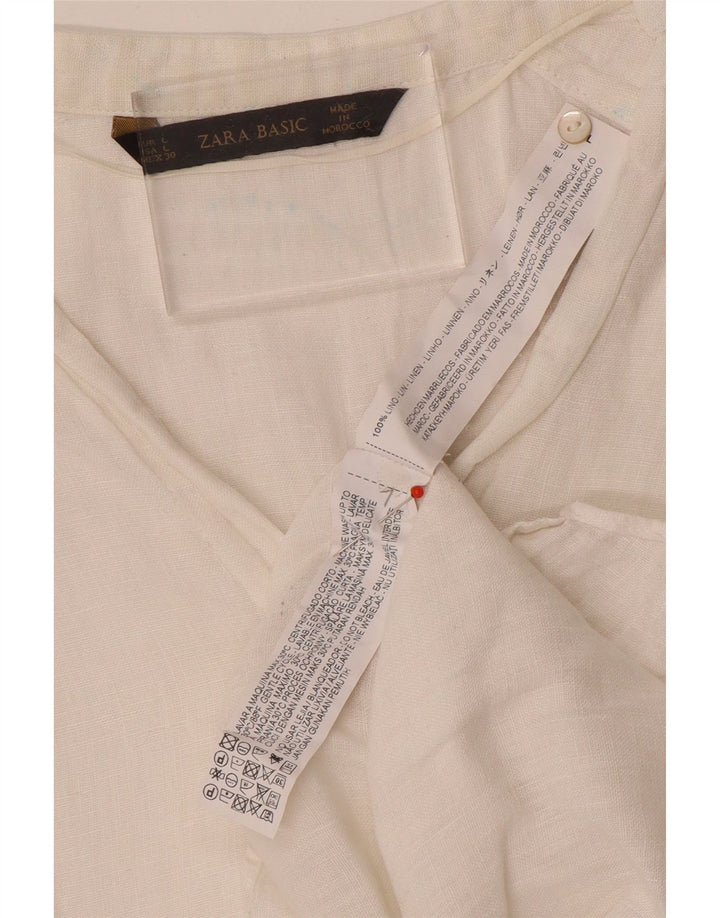 Camicia da donna Zara UK 16 grande lino bianco