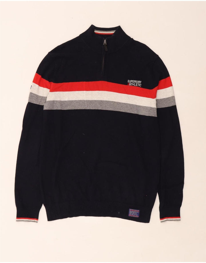Maglione da uomo con collo con zip Superdry, grande, color block blu navy