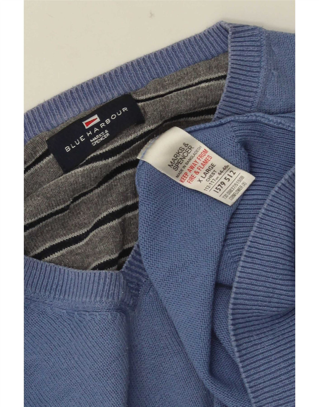 Maglione da uomo con scollo a V blu Harbour Marks & Spencer XL in cotone