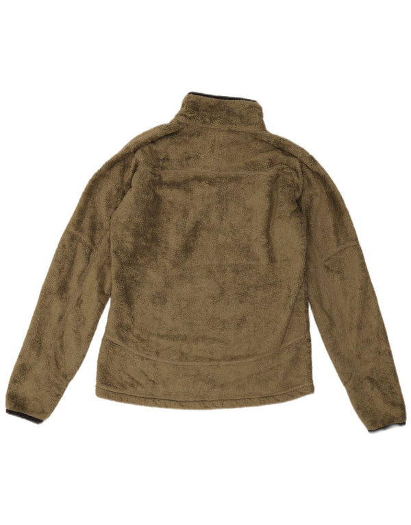 Maglione in pile da donna con collo con zip Jack Wolfskin UK 10 piccolo poliestere kaki