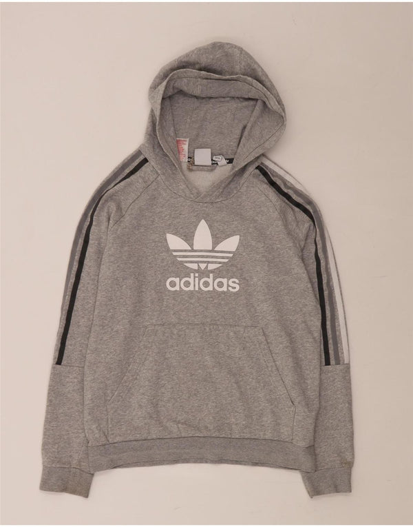 Maglione con cappuccio grafico ADIDAS per ragazzi 13-14 anni in cotone grigio screziato