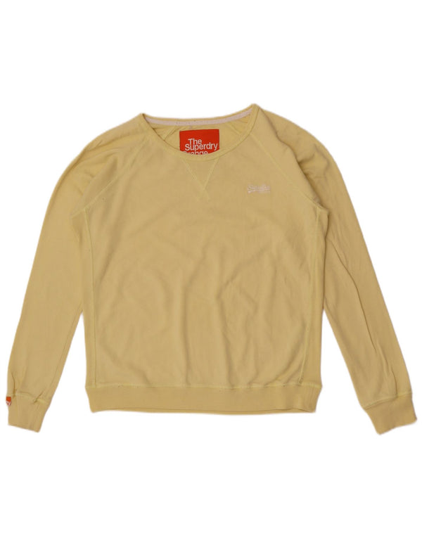 Maglione da donna con scollo a barca Superdry UK 16 grande cotone giallo