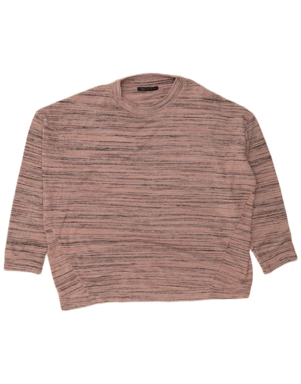 Maglione maglione girocollo da donna Marks & Spencer UK 12 a righe rosa medio