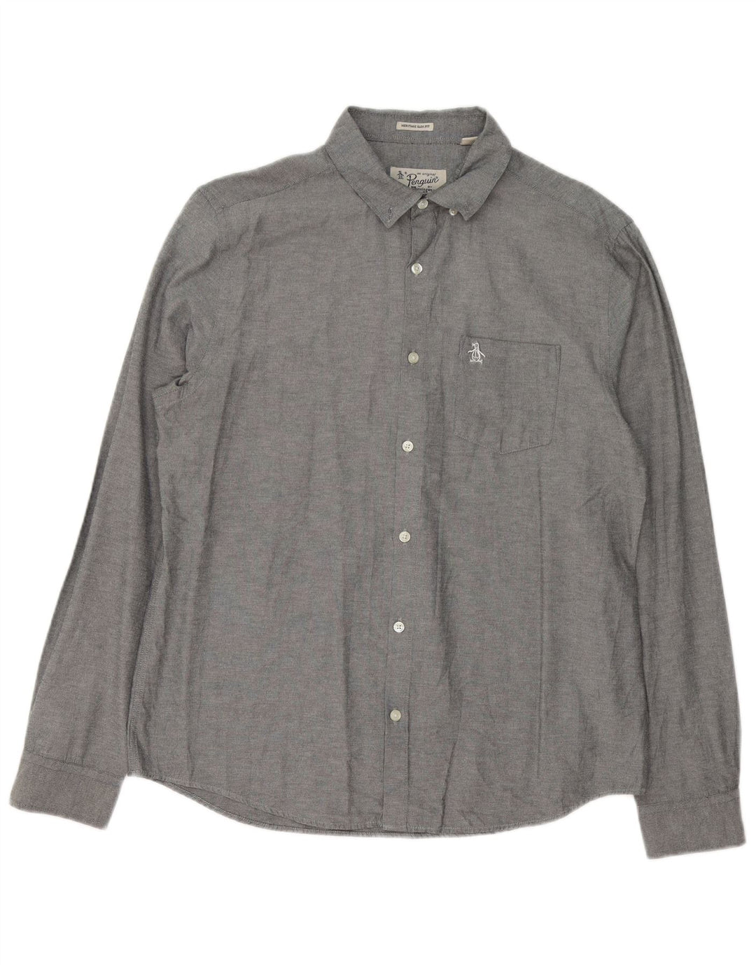 Camicia Penguin Heritage da uomo slim fit grande grigia screziata
