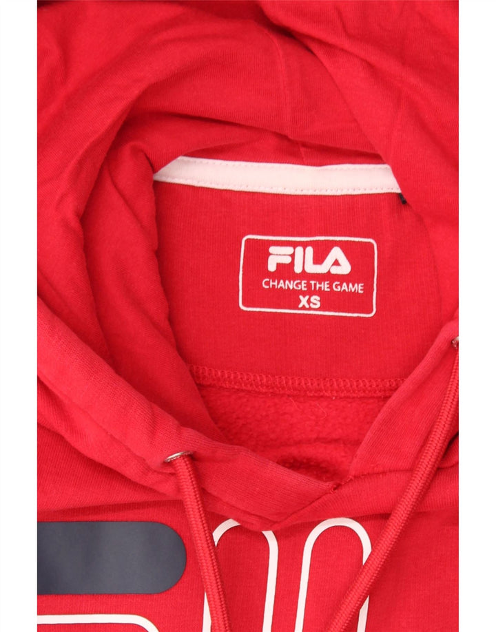 FILA Mens Graphic Hoodie Jumper XS Red Vintage Fila and Second-Hand Fila from Messina Hembry 