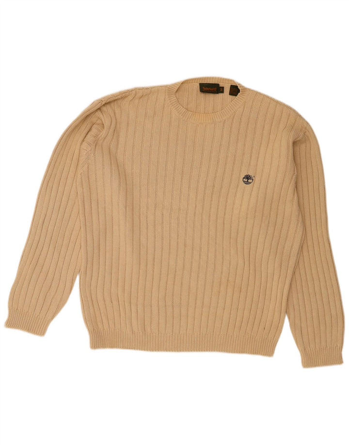 Maglione maglione girocollo da uomo Timberland in cotone beige medio
