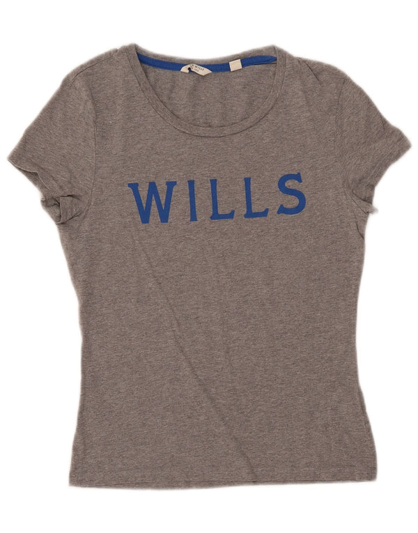 T-shirt grafica da donna Jack Wills Top UK 6 piccolo cotone chiazzato grigio
