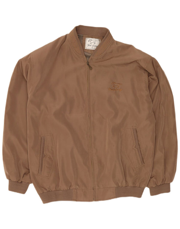 Giubbotto bomber vintage da uomo UK 42 XL poliestere marrone
