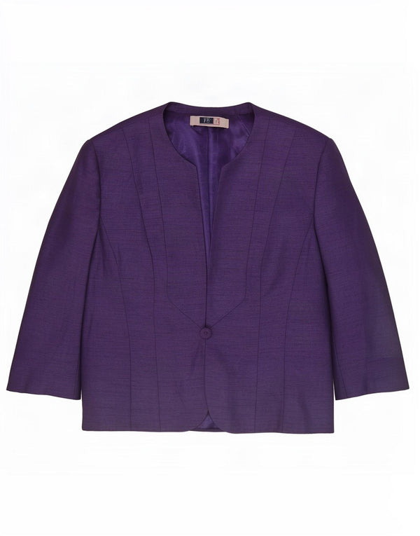 Giacca blazer da donna a 1 bottone con maniche a 3/4 Jacques Vert UK 16 grande viola