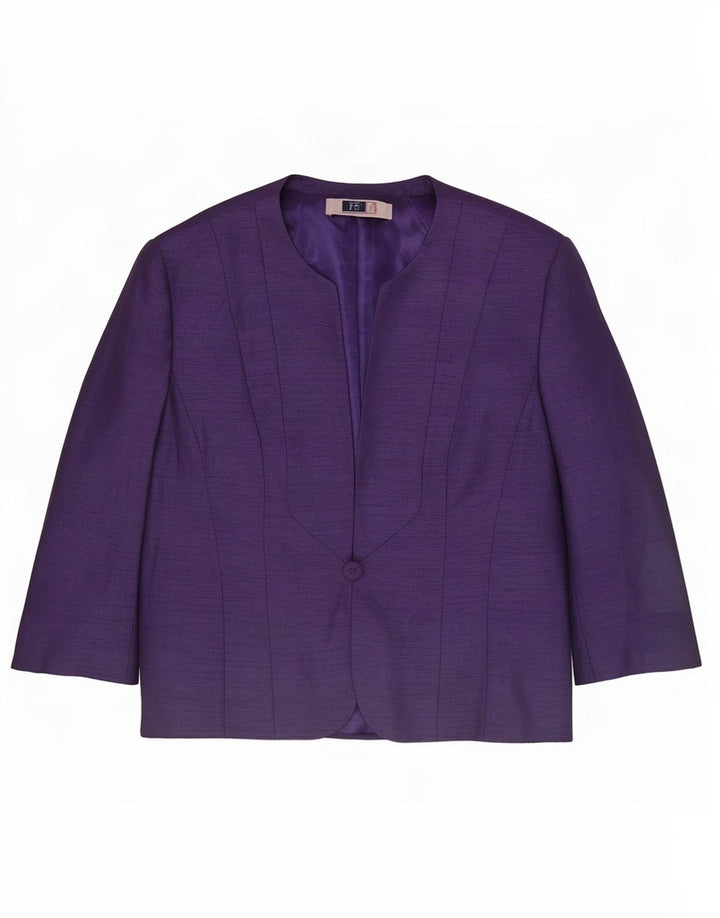 Giacca blazer da donna a 1 bottone con maniche a 3/4 Jacques Vert UK 16 grande viola