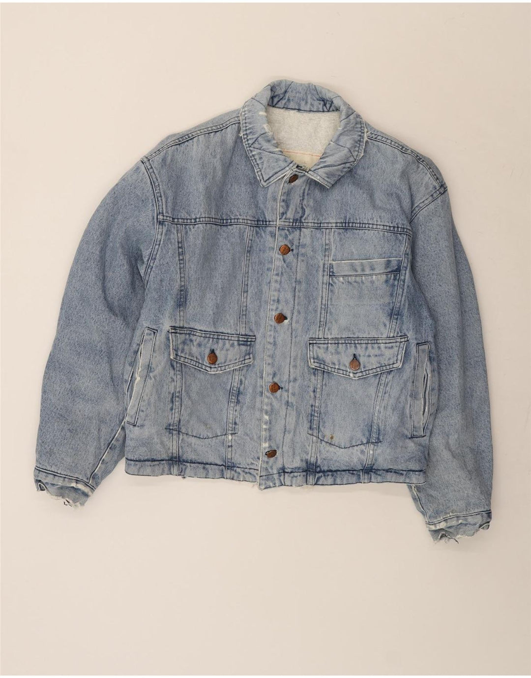 Giacca da uomo in denim sherpa Sisley UK 40 grande cotone blu