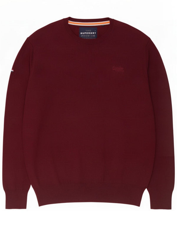 Maglione maglione girocollo da uomo Superdry 3XL cotone bordeaux