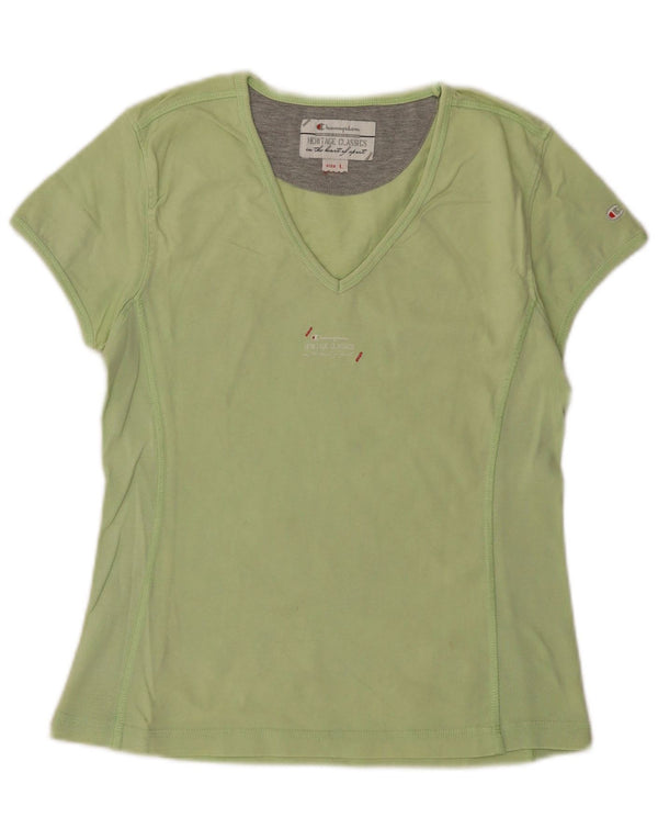 T-shirt Champion da donna Heritage Classics Top UK 14 Large Green Cotton