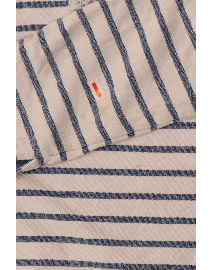 Joules Felpa da Donna con Collo a Bottoni Maglione UK 12 Blu Medio a Righe