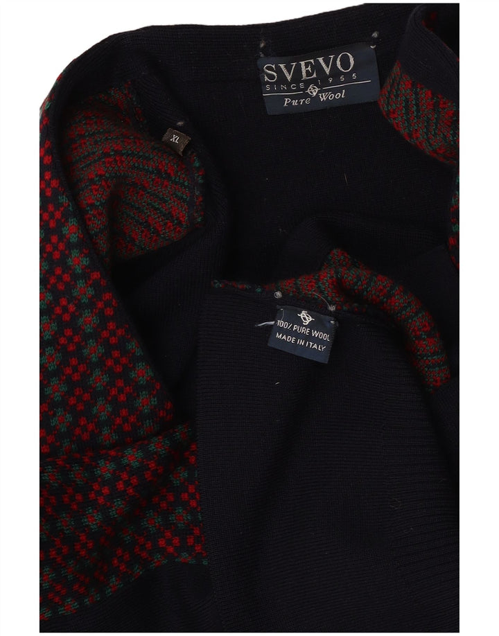 Gilet da uomo in maglia Svevo XL in lana geometrica blu navy