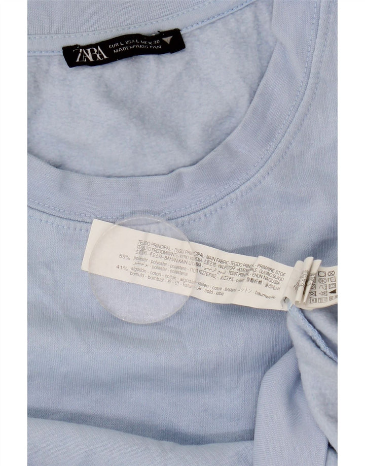 Felpa corta da donna Zara UK 16 grande poliestere blu