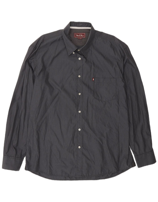 Camicia da uomo Marlboro Classics 2XL Cotone gessato blu navy