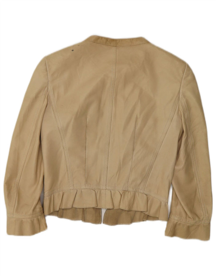 Giacca in pelle corta da donna Valentino IT 40 piccola in pelle beige