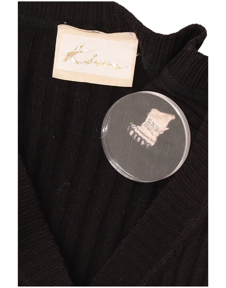 Maglione cardigan corto da donna vintage EU 36 piccolo poliacrilico nero