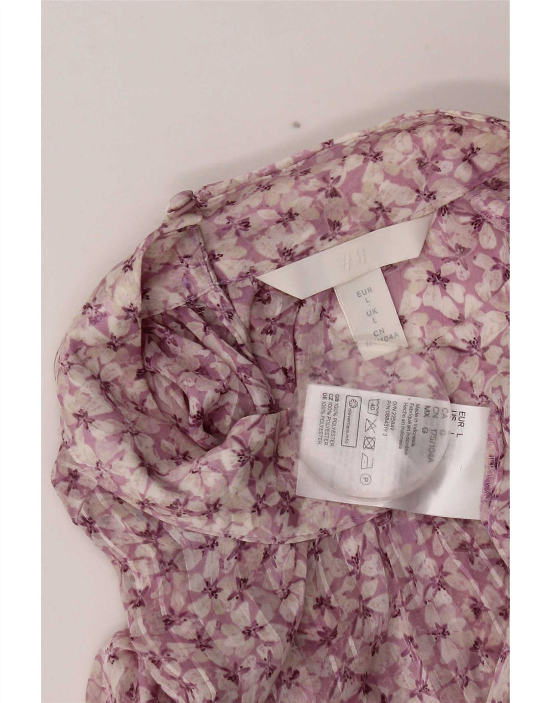Camicetta a maniche lunghe da donna H&M UK 16 Grande poliestere floreale rosa