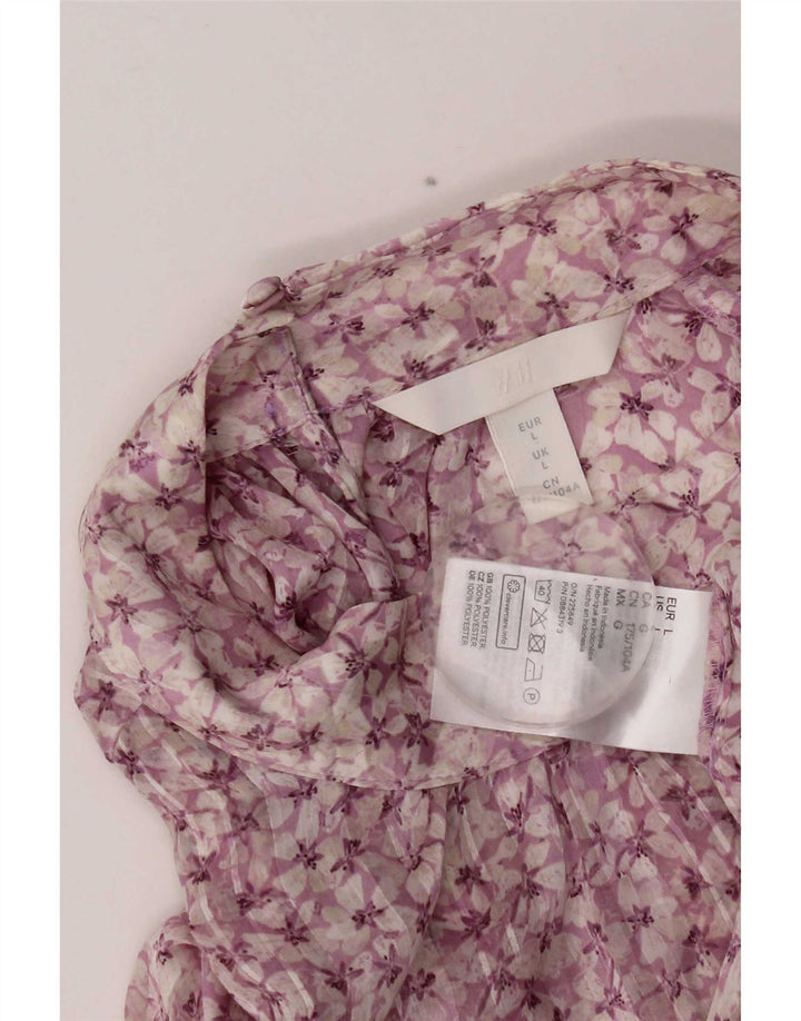 Camicetta a maniche lunghe da donna H&M UK 16 Grande poliestere floreale rosa
