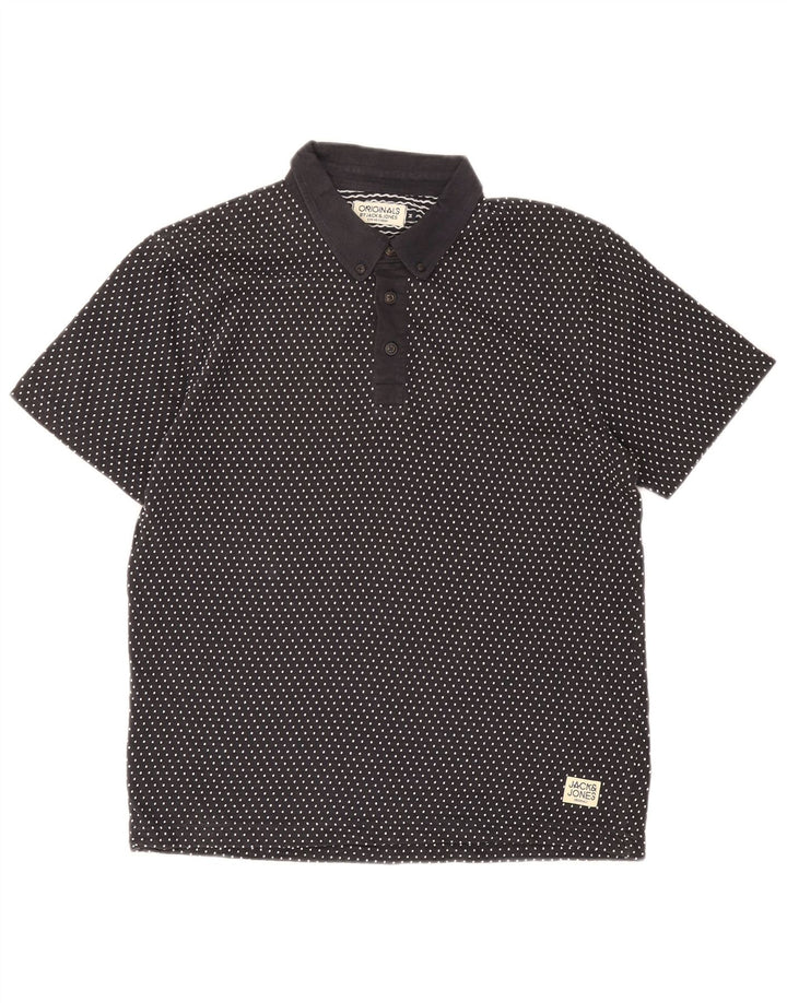 Polo da uomo Jack & Jones media cotone maculato blu navy