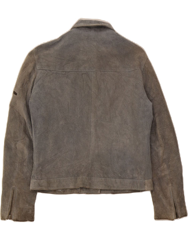 KOR@KOR Womens Suede Jacket IT 46 Large Grey Leather