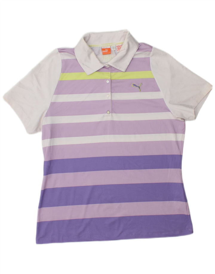 Polo PUMA da donna UK 14 Poliestere a righe grandi viola