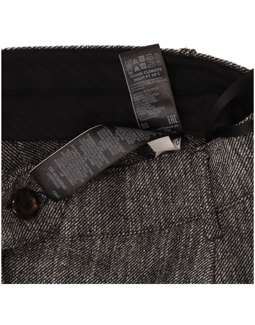 Pantaloni da abito dritti da donna Marks & Spencer UK 12 Medium W30 L27 Grigio