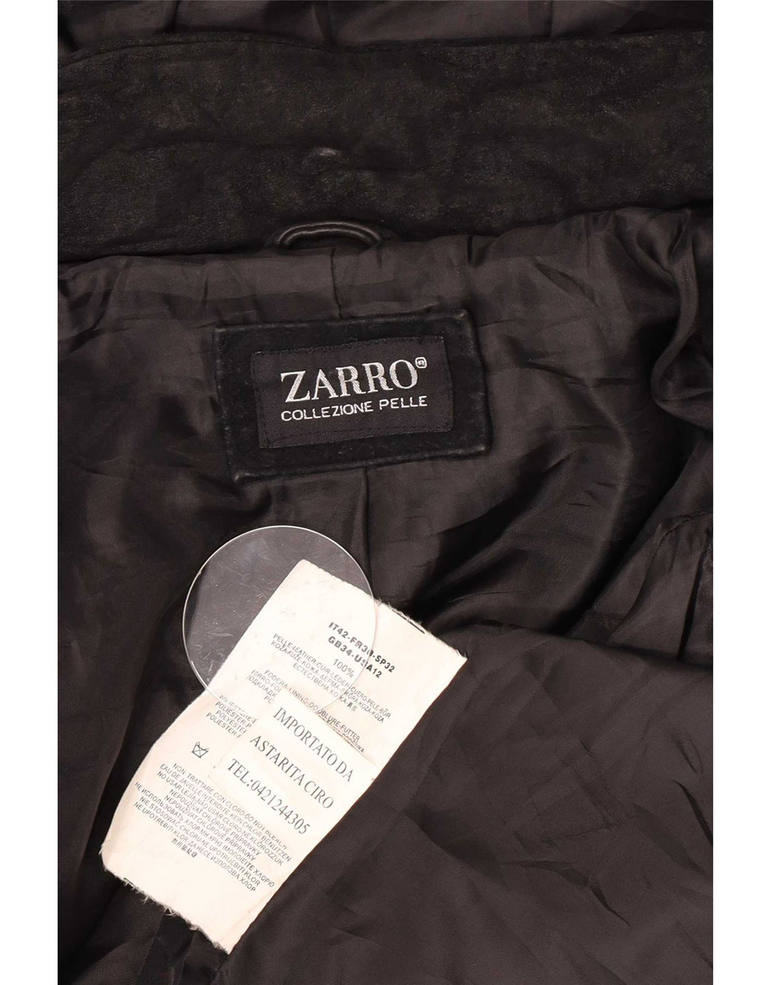 Giacca in pelle con cappuccio da donna Zarro IT 42 media nera