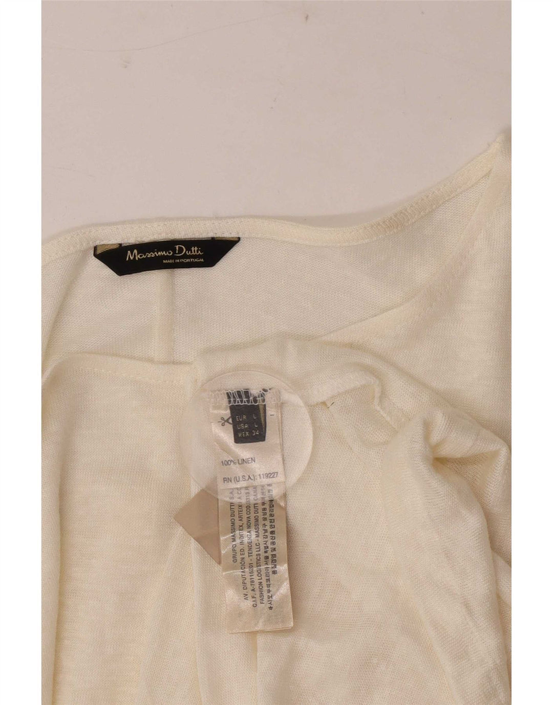 Massimo Dutti Top da donna a maniche lunghe UK 16 Large in lino bianco sporco
