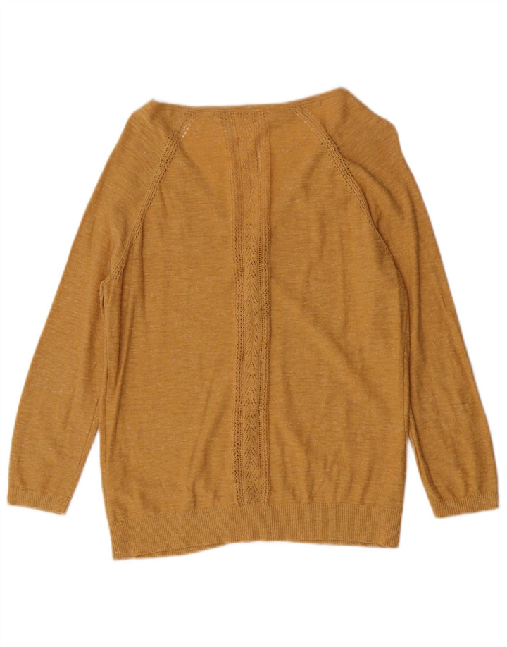 Maglione cardigan da donna Fat Face UK 10 piccolo cotone giallo