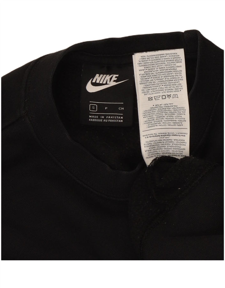 NIKE Felpa corta oversize da donna, maglione UK 10, piccola, cotone nero